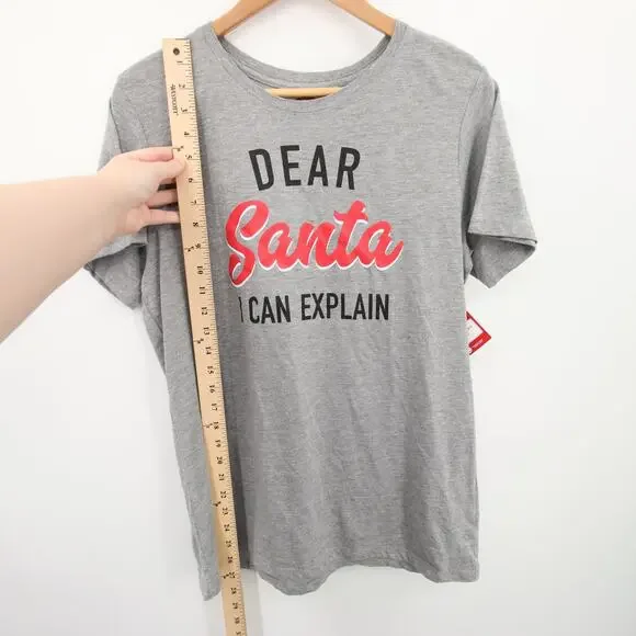 Christmas T-Shirt Gray Dear Santa I Can Explain Funny Ugly Sweater Holiday Time - Picture 4 of 10